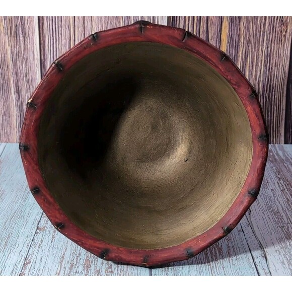 Rare  Exotic Artisan Ornate Footed Fruit Bowl  Pottery Centerpiece Heavy 4.4 lbs - Picture 5 of 17